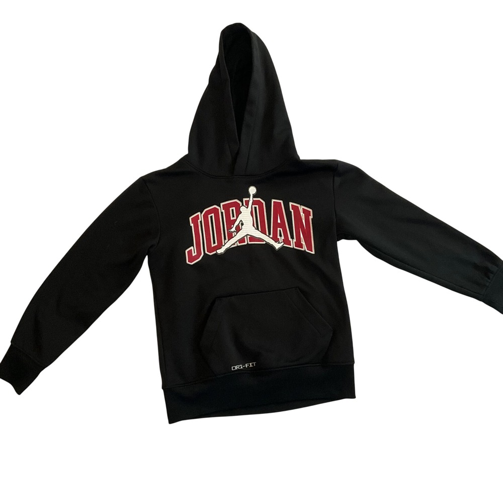 Jordan Therma-FIT Pullover Hoodie Black Jumpman Logo Kids Activewear 8-10yrs